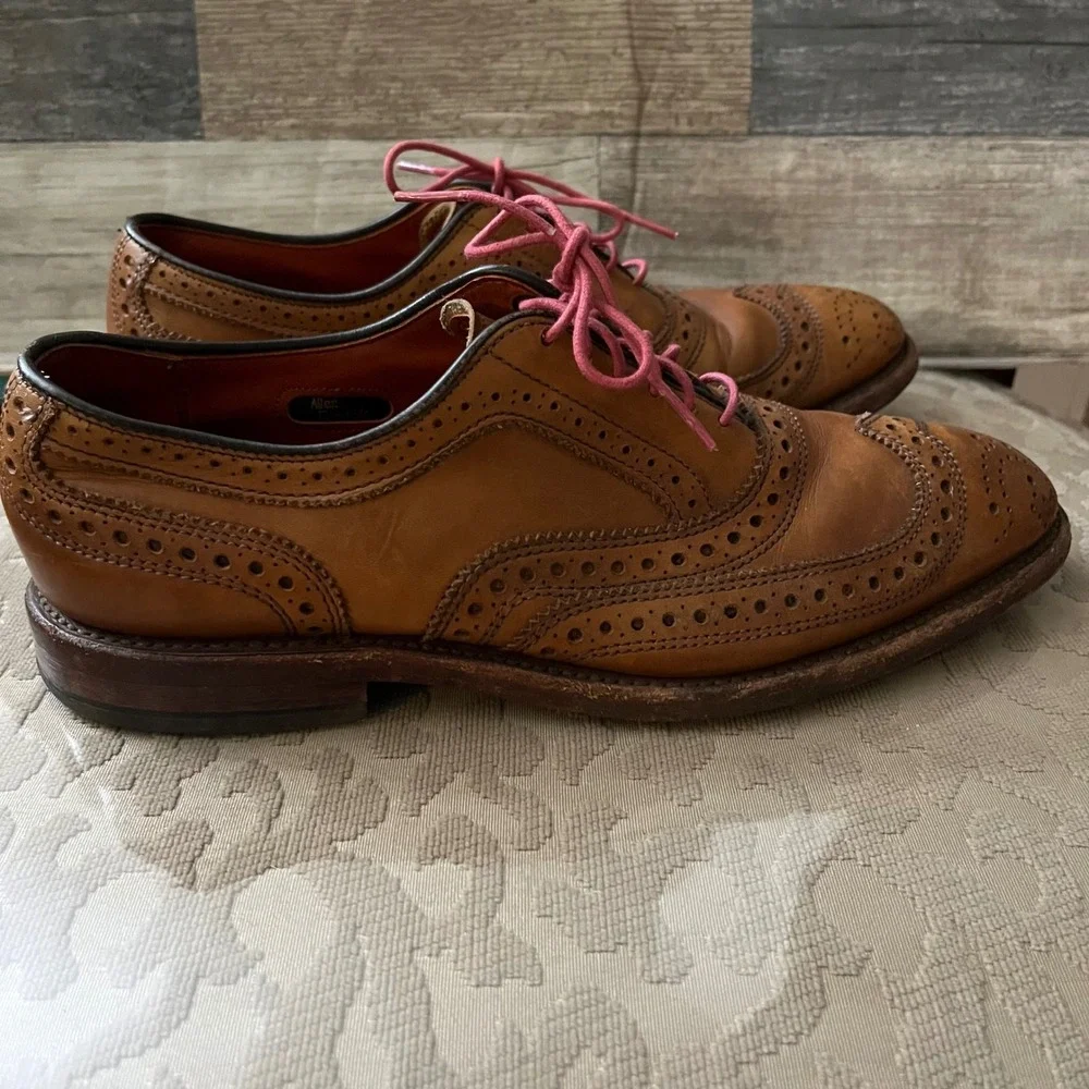 Allen Edmonds McAllister Wingtip Oxford Walnut Leather Mens 7.5 B Dress Shoes